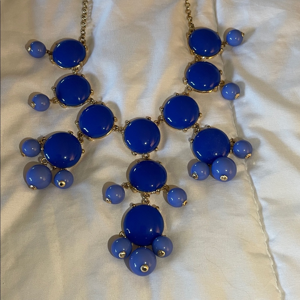 J. Crew Bubble Bib Statement Necklace in Blue & Light Blue Long